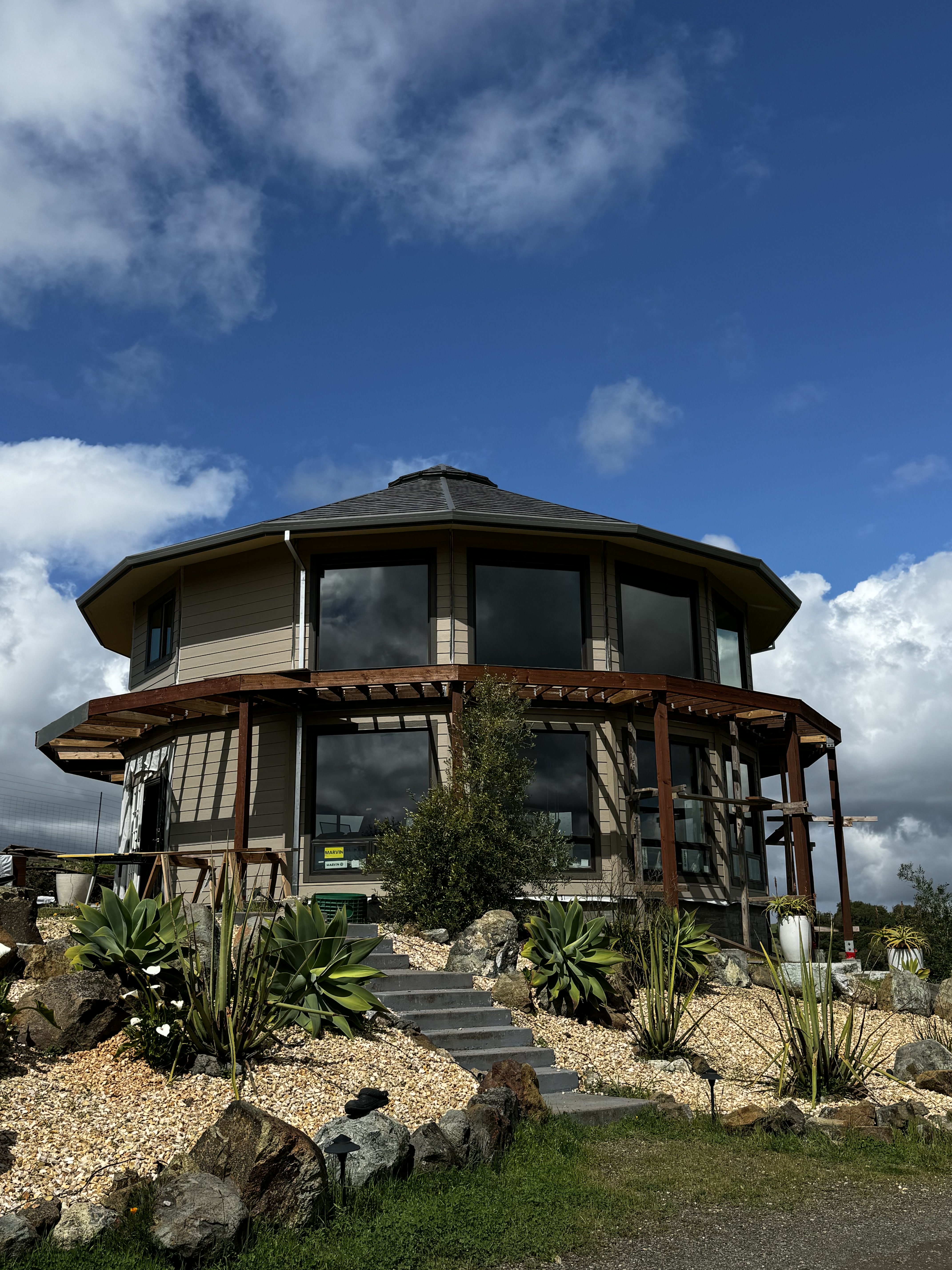 Round architectural home seamless gutters Sonoma County