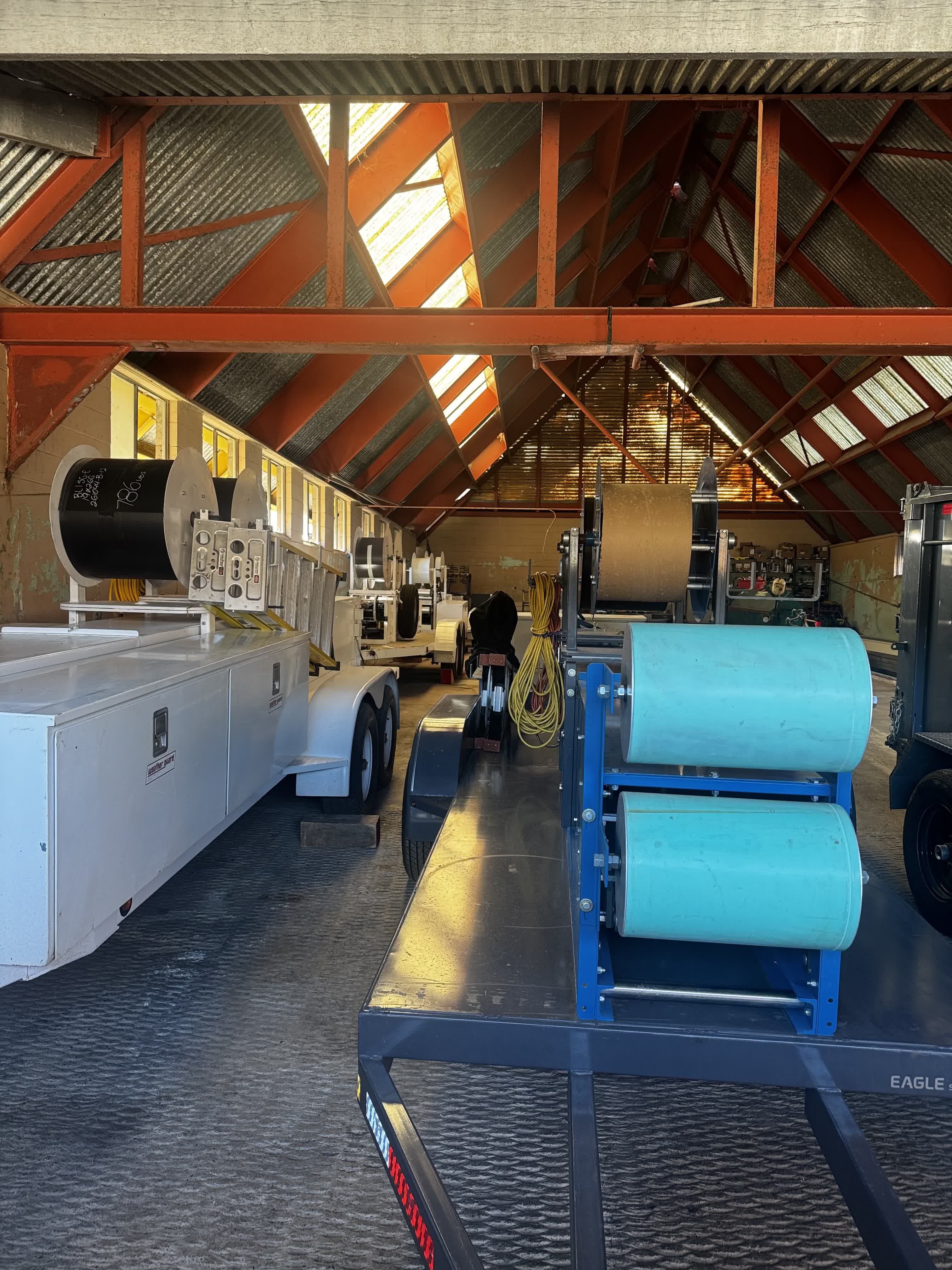 Skyline Seamless Gutters fabrication shop forming machines